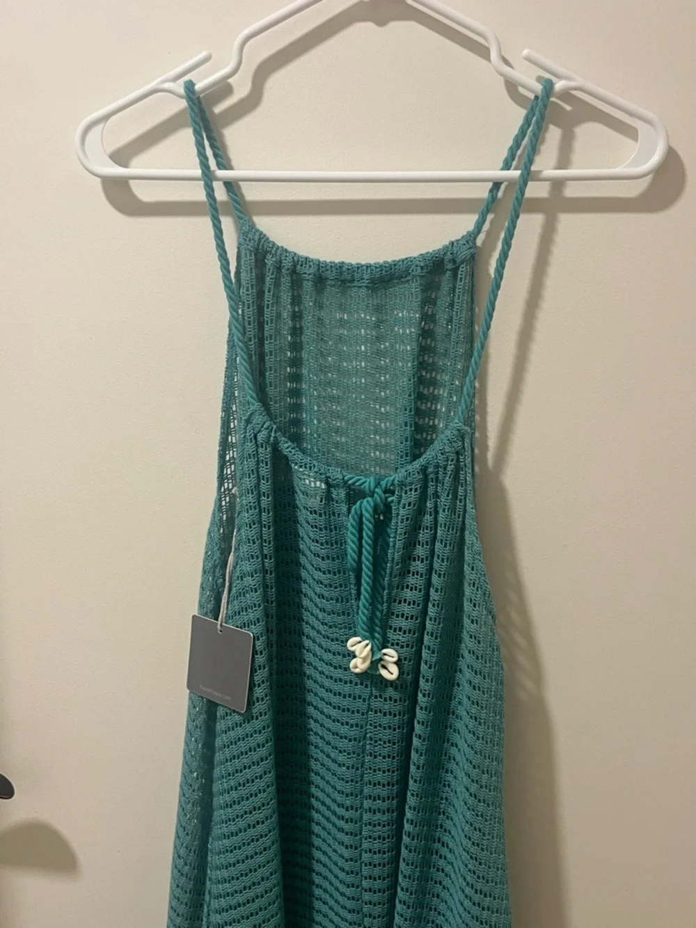 Teal knit Crochet Maxi Coverup Dress